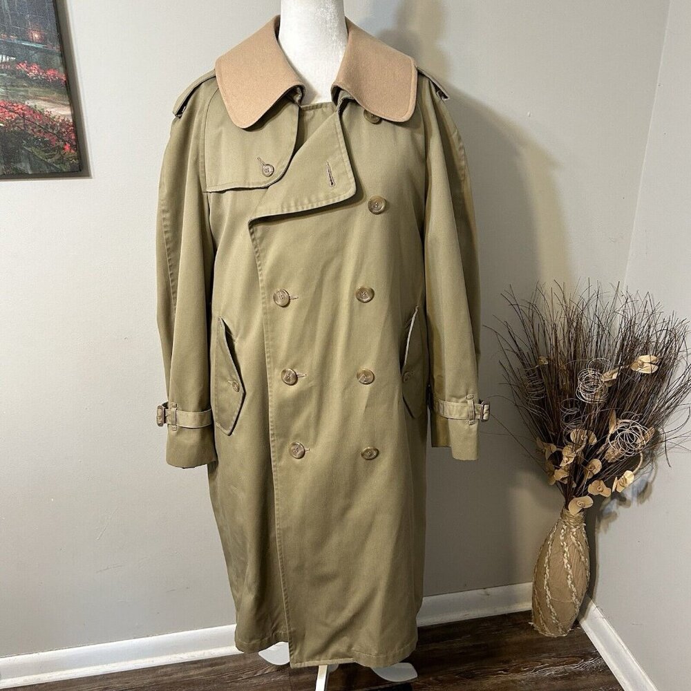 Vtg Grais All Weather Coat Men Size 42 Reg Beige Removable Buffer Down Lined